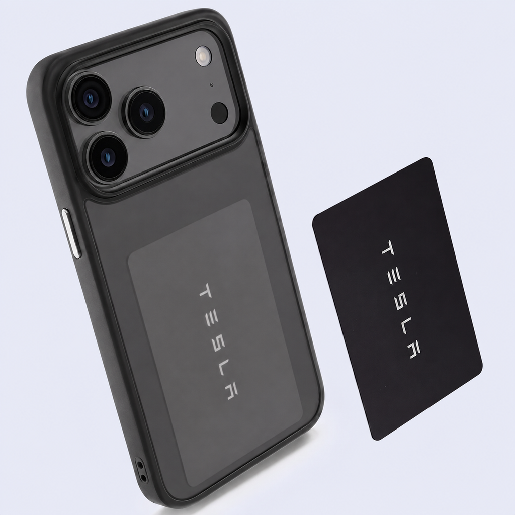 Tesla Key Card Phone Case for iPhone 14/15/16/17 – Built-In Keycard Holder, Compatible with Model 3/Y/S/X/Cybertruck